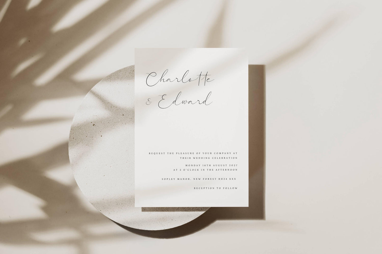 Elegant Wedding Suite Digital Download, QR Code RSVP Wedding Invitation Set Printable, Minimalist Wedding Stationary Downloadable, CHARLOTTE