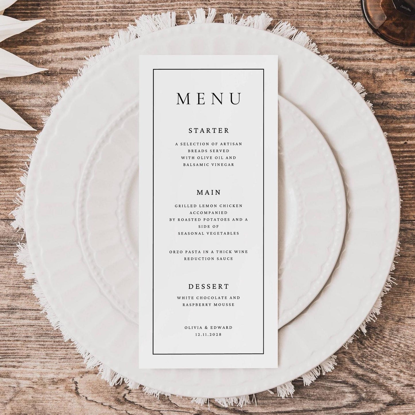 Minimalist Wedding Menu, Modern Wedding Dinner Menu, Wedding Food Menu, Simple Wedding Menu, Let's Eat Menu, Editable Template MLAM