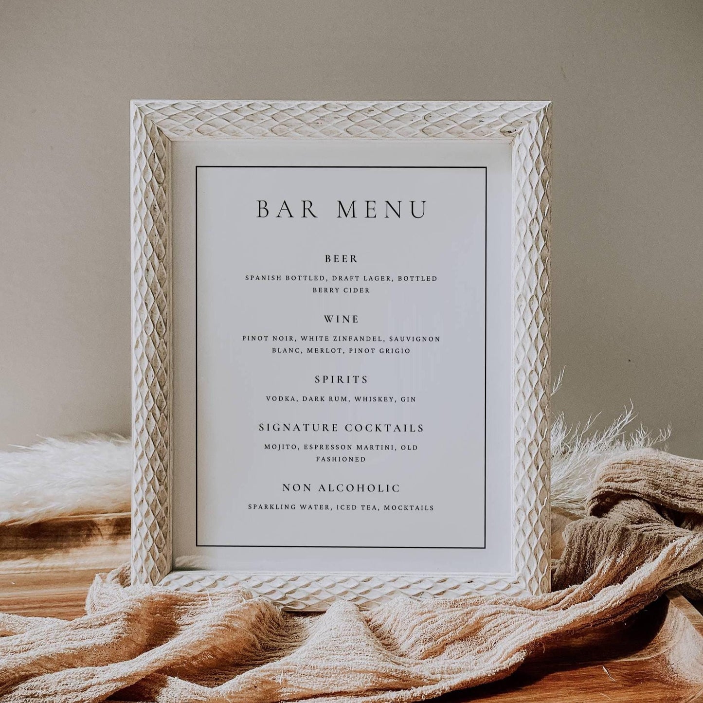 Bar Menu Sign