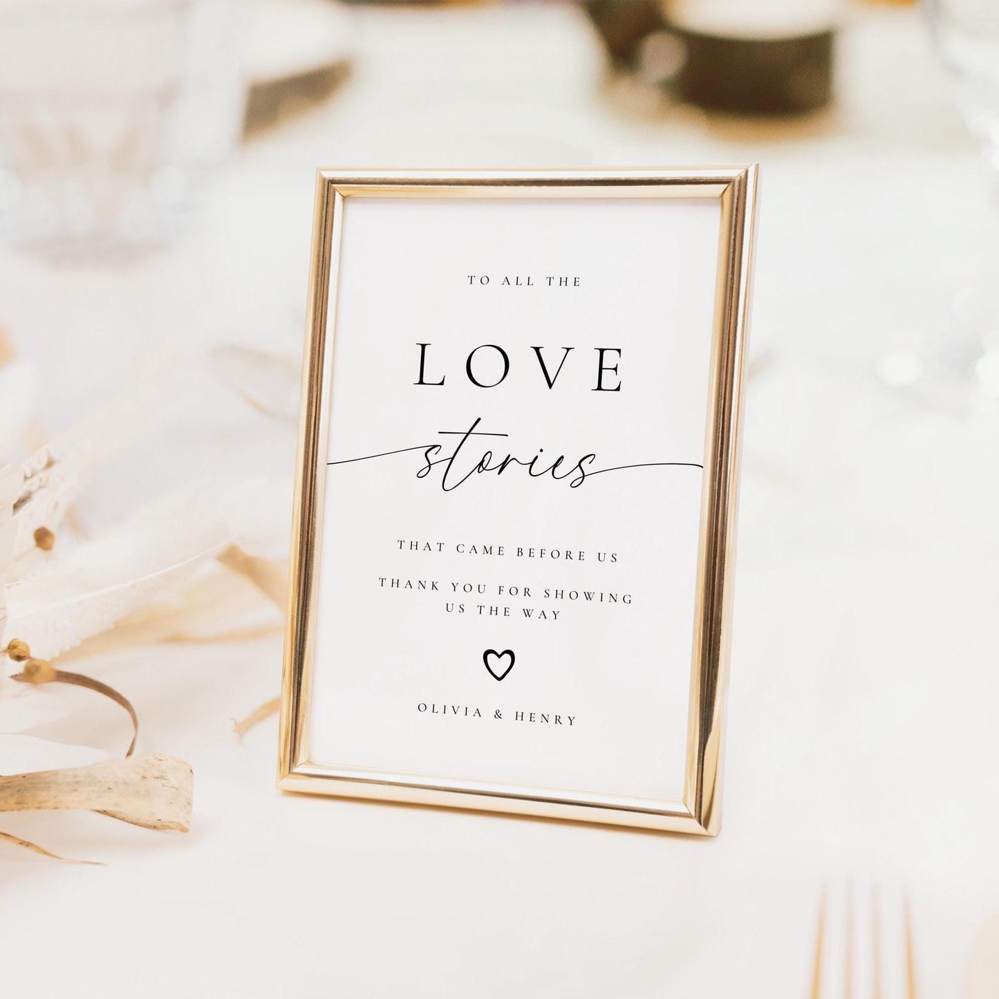 Love Stories Wedding Memorial Sign