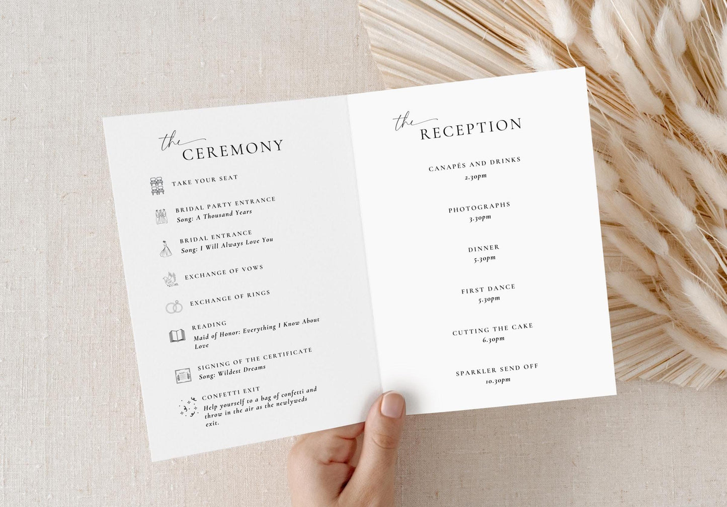 Folded Wedding Program