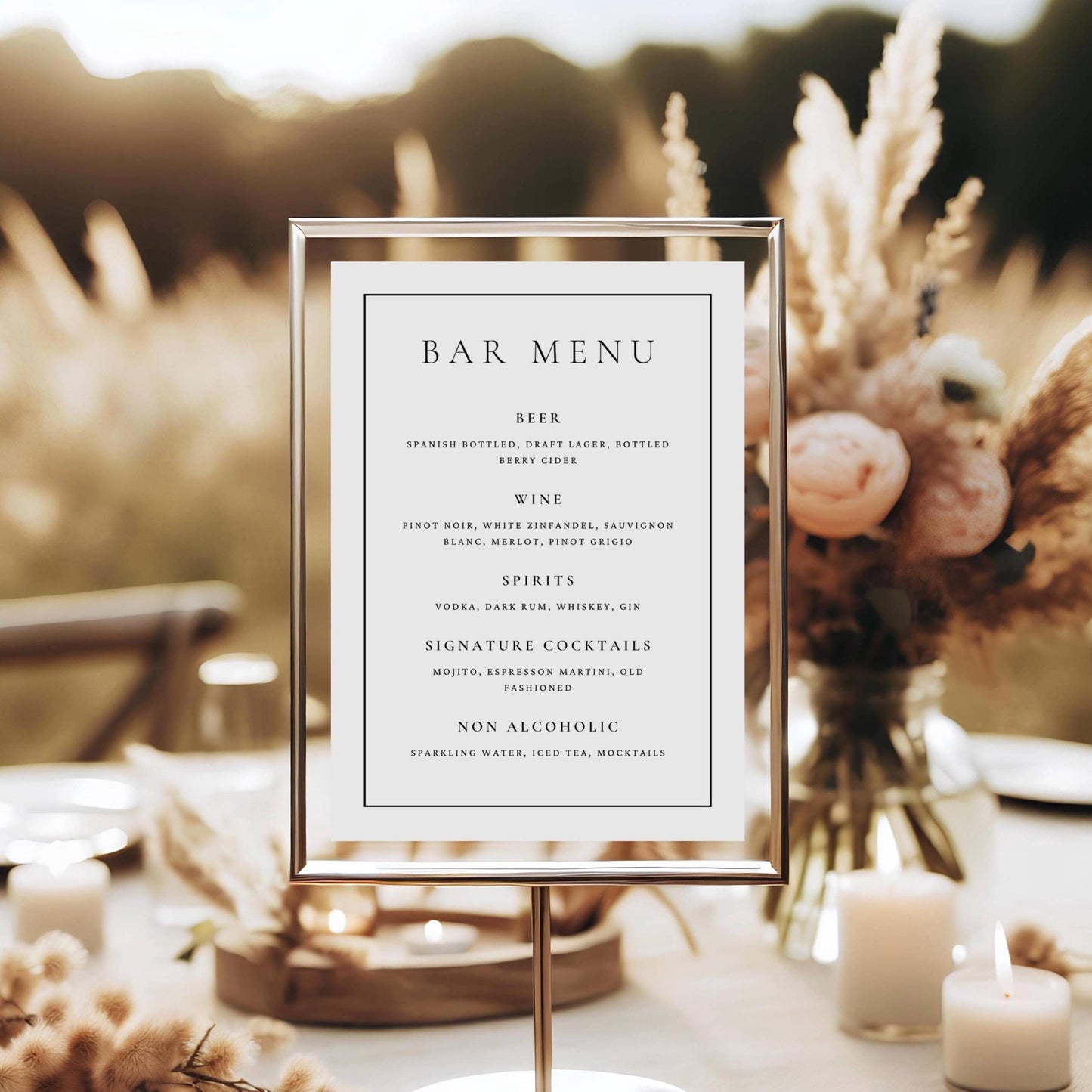Bar Menu Sign