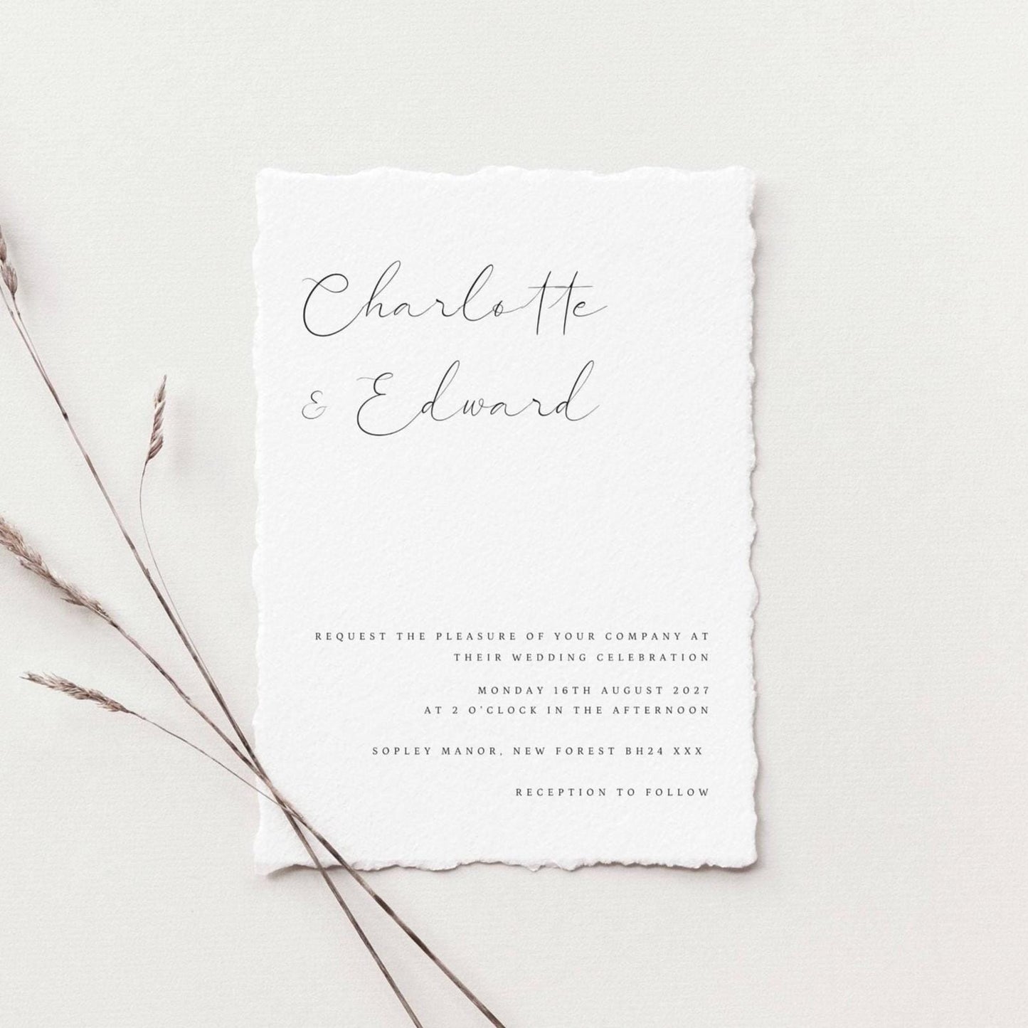 Elegant Wedding Suite Digital Download, QR Code RSVP Wedding Invitation Set Printable, Minimalist Wedding Stationary Downloadable, CHARLOTTE