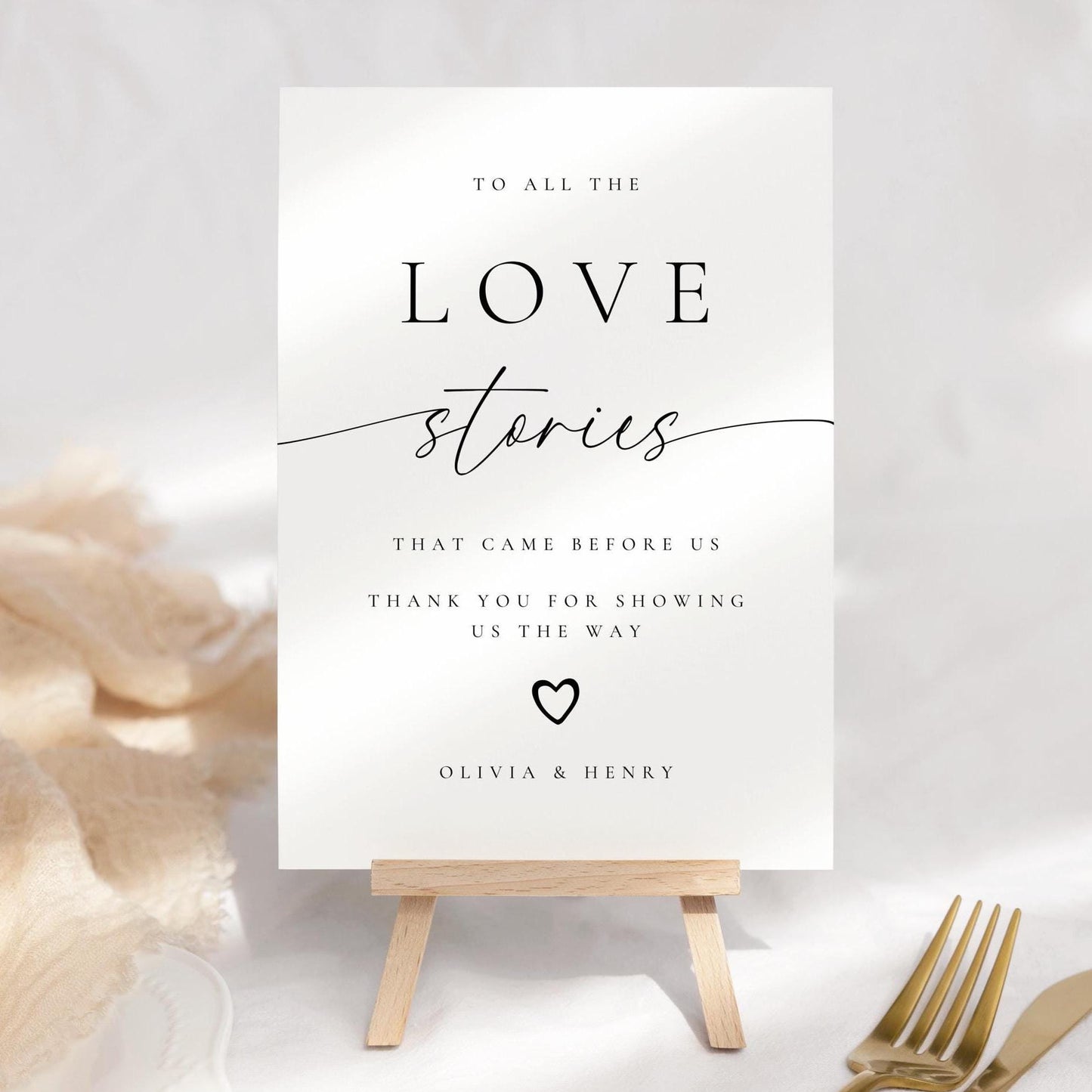 Love Stories Wedding Memorial Sign