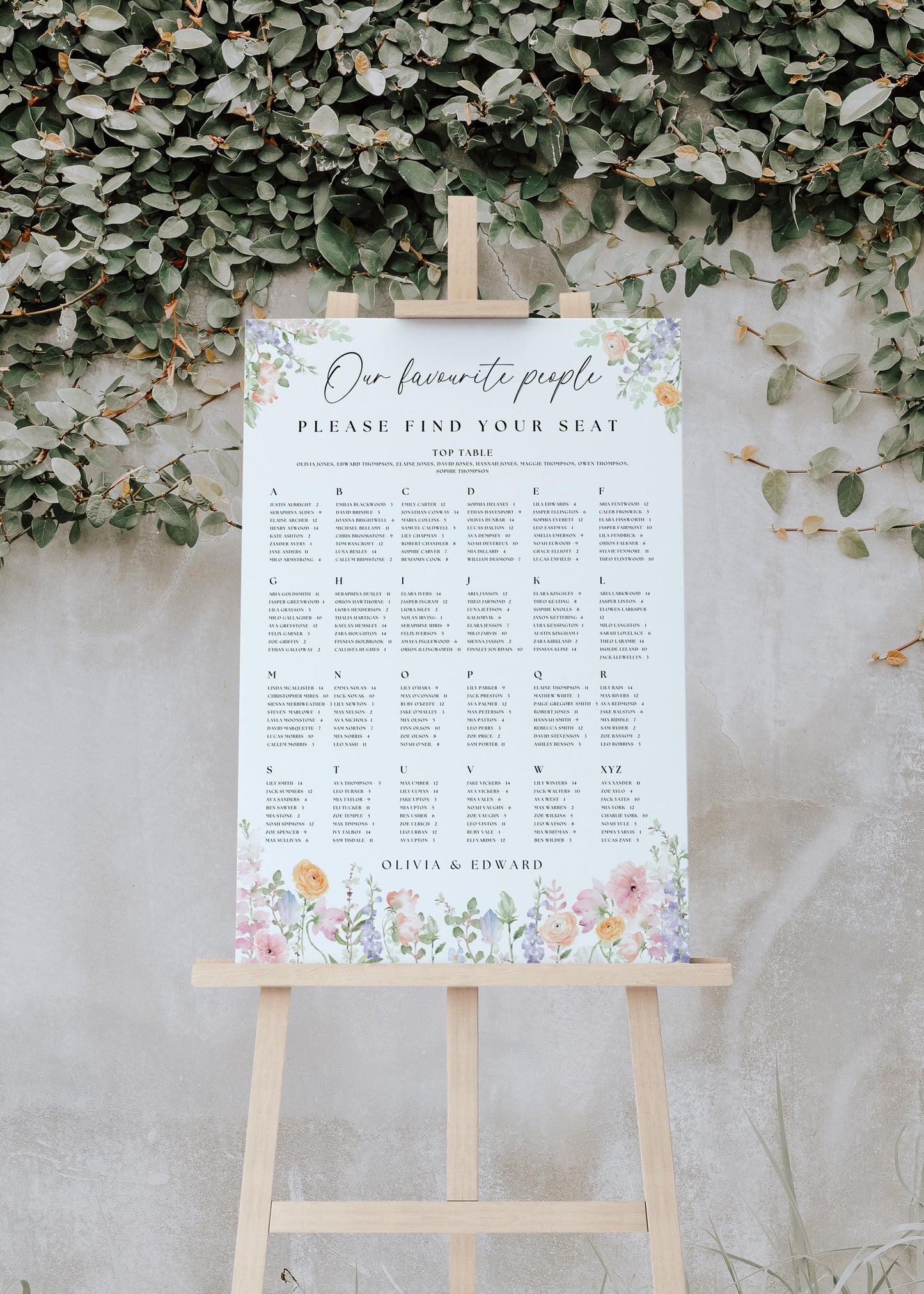 Wedding Seating Chart Sign