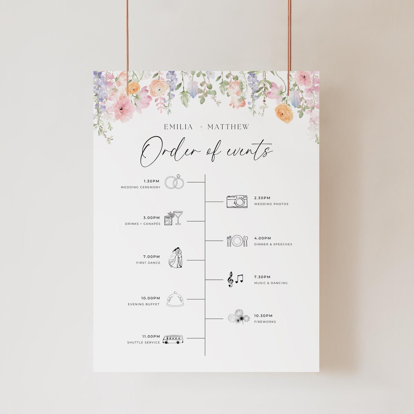 Order of Events Sign