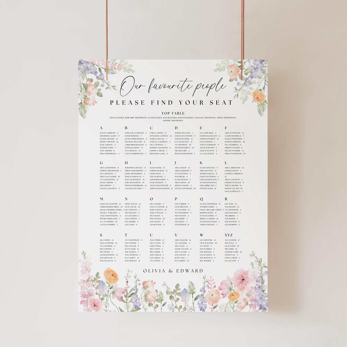 Wedding Seating Chart Sign